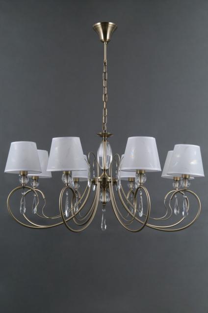 Люстра MD40193/8 AB античная латунь абажур 8х40W E14 d850 h460, SN24